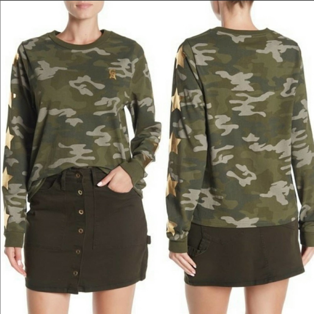 Good American Star Sleeve Skater Tee Camo 1 (S)